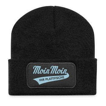 Moin Moin – Ihr Plattfische (Low German Skyblue) - Recycled Patch Beanie - black - Front