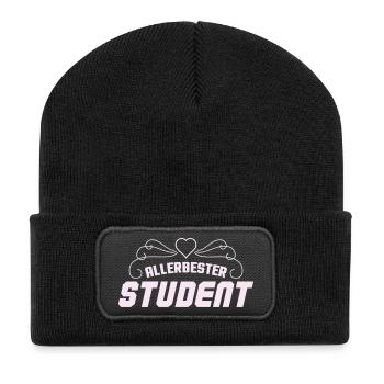 Best Student Retro Badge - Recycled Patch Beanie - black - Front