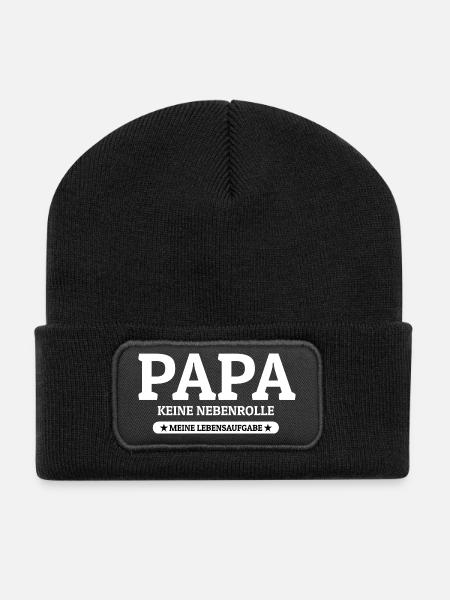 Papa Lebensaufgabe Shirt – Keine Nebenrolle - Recycelte Patch Beanie - Schwarz