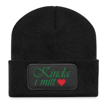 Irgendwie in meinem Herzen - Recycelte Patch Beanie - Schwarz - Vorne