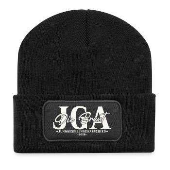 Braut 2026 - Junggesellinnenabschied JGA Damen - Recycelte Patch Beanie - Schwarz - Vorne