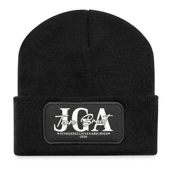 Junggesellinnenabschied 2026 Team Braut JGA Damen - Recycelte Patch Beanie - Schwarz - Vorne