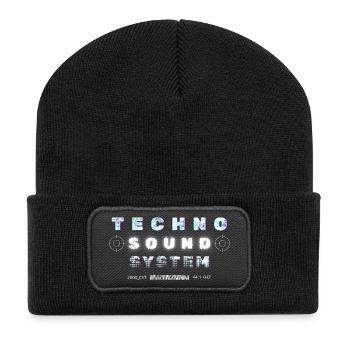 Techno Underground Club Logo - Recycelte Patch Beanie - Schwarz - Vorne