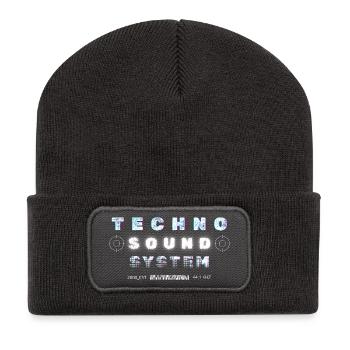 Techno Underground Club Logo - Recycelte Patch Beanie - Dunkelgrau - Vorne