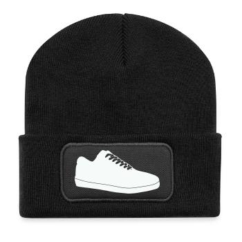 Shoe Silhouette Line Art - Recycled Patch Beanie - black - Front
