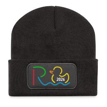 Rente 2026 - Ruhestand - Pension - Recycelte Patch Beanie - Dunkelgrau - Vorne