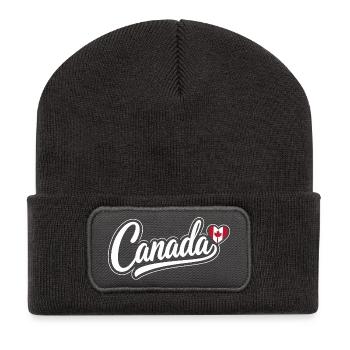 Scénario canadien avec cœur de feuille d’érable Fan patriotique - Beanie recyclé à patch - charbon - Devant