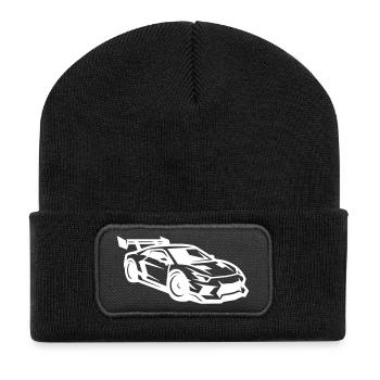 Auto Tuning Sportwagen  - Recycelte Patch Beanie - Schwarz - Vorne