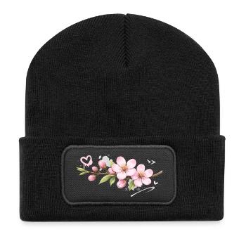 Pfirsichbluten_Graffiti - Recycelte Patch Beanie - Schwarz - Vorne