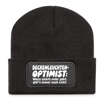 Deckenleuchten-Optimist - Recycelte Patch Beanie - Dunkelgrau - Vorne