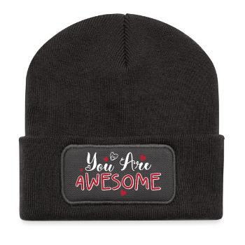 Scénario de Tu es génial de Cœurs - Beanie recyclé à patch - charbon - Devant
