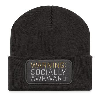 Avertissement : Socialement maladroit Drôle social Maladroit - Beanie recyclé à patch - charbon - Devant