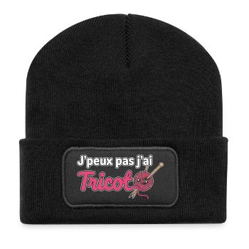 Jpeux pas j'ai Tricot - Beanie recyclé à patch - noir - Devant