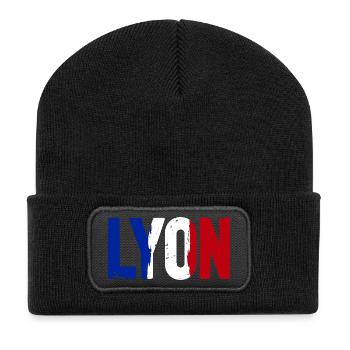 Lyon Frankreich - Recycelte Patch Beanie - Schwarz - Vorne
