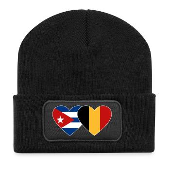 Cœur du drapeau de Cuba Belgique - Beanie recyclé à patch - noir - Devant