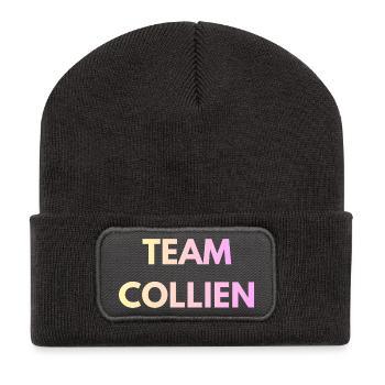 Texte du gradient de l’équipe Collien - Beanie recyclé à patch - charbon - Devant