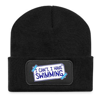 I Can't I Have Swimming Lustig Schwimmer Ausrede - Recycelte Patch Beanie - Schwarz - Vorne