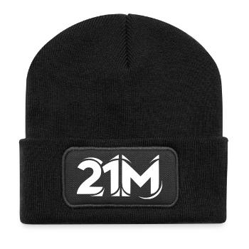 21M Bitcoin Supply Limit Minimal Lettering - Recycled Patch Beanie - black - Front