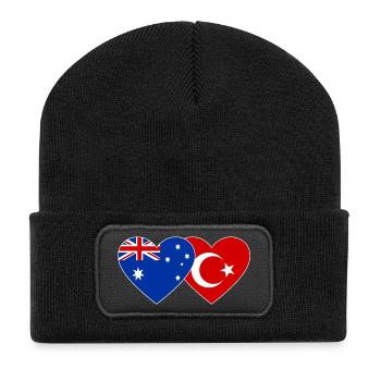 Cœur du drapeau de la Turquie australienne - Beanie recyclé à patch - noir - Devant