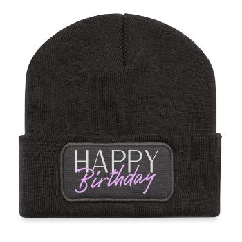 Happy Birthday - Recycelte Patch Beanie - Dunkelgrau - Vorne