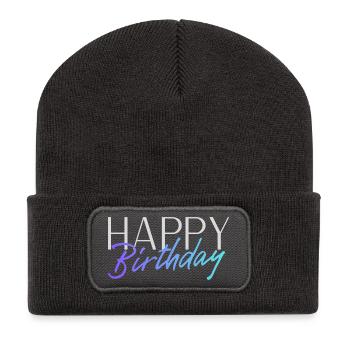Happy Birthday - Recycelte Patch Beanie - Dunkelgrau - Vorne
