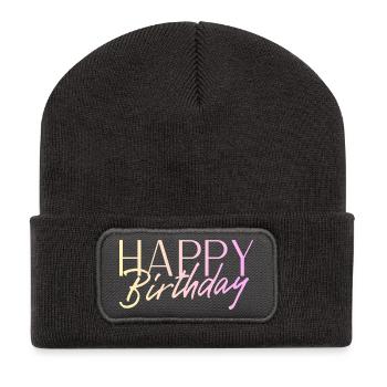 Happy Birthday - Recycelte Patch Beanie - Dunkelgrau - Vorne