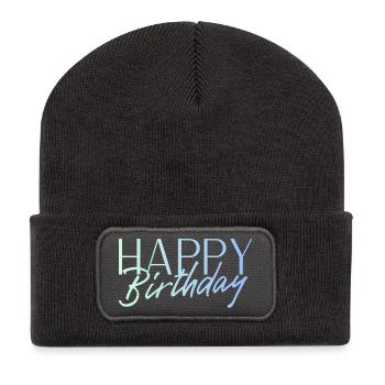 Bon anniversaire - Beanie recyclé à patch - charbon - Devant