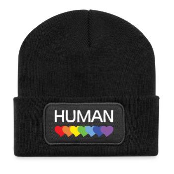 Mois de la fierté LGBTQ - Nous sommes tous humains - Beanie recyclé à patch - noir - Devant