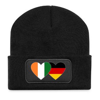 Cœur du drapeau de la Côte d’Ivoire et de l’Allemagne - Beanie recyclé à patch - noir - Devant
