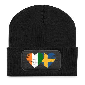 Cœur du drapeau de la Côte d’Ivoire de la Suède utilisé - Beanie recyclé à patch - noir - Devant
