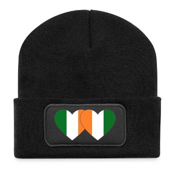Irland_Elfenbeinkueste_Flagge_Herz - Beanie recyclé à patch - noir - Devant