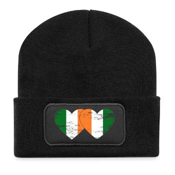 Irland_Elfenbeinkueste_Flagge_Herz_used - Beanie recyclé à patch - noir - Devant
