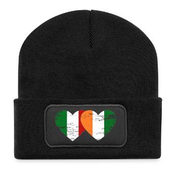Drapeau Italien de Côte d’Ivoire Cœur utilisé - Beanie recyclé à patch - noir - Devant