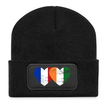 Drapeau de la France Côte d’Ivoire Cœur utilisé - Beanie recyclé à patch - noir - Devant