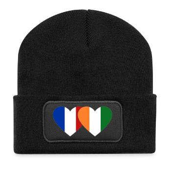 Cœur du drapeau de la France Côte d’Ivoire - Beanie recyclé à patch - noir - Devant