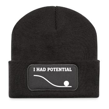 Physics Joke Potential Energy Humor Science Pun - Recycled Patch Beanie - dark grey - Front