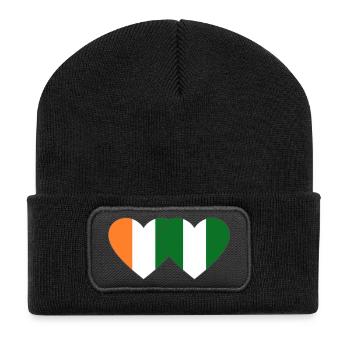 Cœur du drapeau du Nigeria de Côte d’Ivoire - Beanie recyclé à patch - noir - Devant