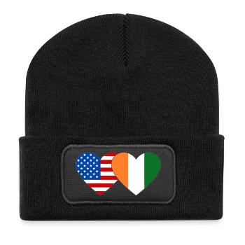 Cœur du drapeau de la Côte d’Ivoire des États-Unis - Beanie recyclé à patch - noir - Devant