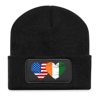 Drapeau américain de Côte d’Ivoire Cœur utilisé - Beanie recyclé à patch - noir - Devant