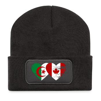 Algerien_Kanada_Flagge_Herz_used - Recycelte Patch Beanie - Dunkelgrau - Vorne