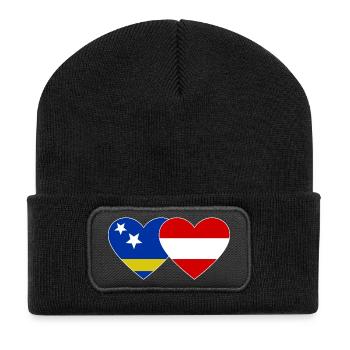 Curacao_Oesterreich_Flagge_Herz - Beanie recyclé à patch - noir - Devant