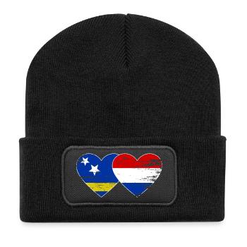 Curacao Holland flag heart used - Recycled Patch Beanie - black - Front