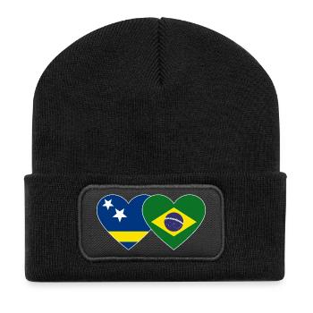 Curaçao Brazil Flag Heart - Recycled Patch Beanie - black - Front