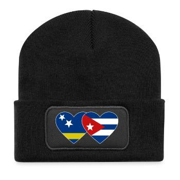 Curacao Cuba Flag Heart - Recycled Patch Beanie - black - Front