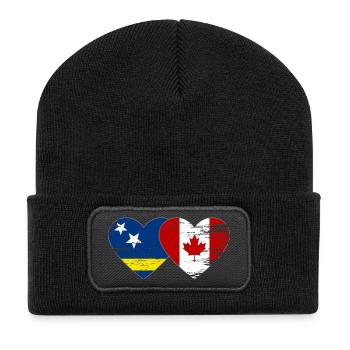 Curacao_Kanada_Flagge_Herz_used - Recycled Patch Beanie - black - Front