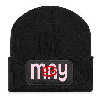 Anniversaire mai - Signe du zodiaque Cancer - Beanie recyclé à patch - noir - Devant