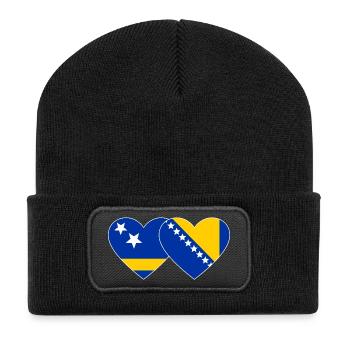 Curaçao_Bosnien_Flagge_Herz - Recycelte Patch Beanie - Schwarz - Vorne