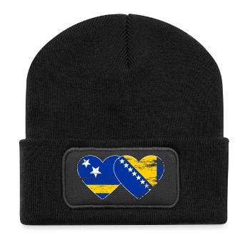Curacao_Bosnien_Flagge_Herz_used - Beanie recyclé à patch - noir - Devant