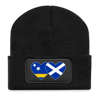 Curaçao Scotland flag heart used - Recycled Patch Beanie - black - Front