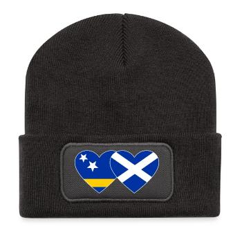 Curaçao Scotland flag heart used - Recycled Patch Beanie - dark grey - Front